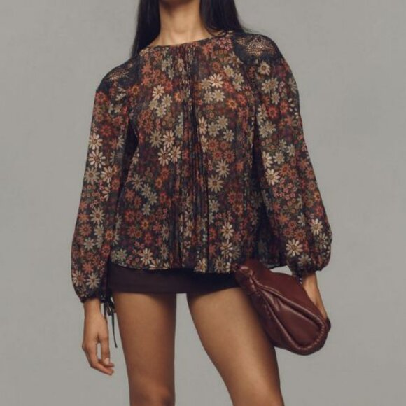 FARM Rio Tops - Farm Rio Long-Sleeved Pleated Blouse